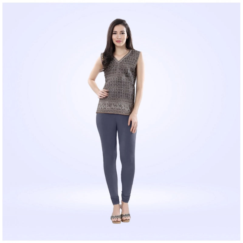 Mayawye Women's Cotton Blended Solid Churidar leggings (Navy)