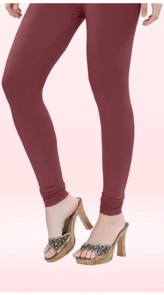 Mayawye Women's Cotton Blended Solid Churidar leggings (Maroon)