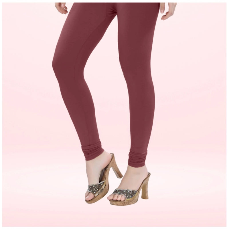 Mayawye Women's Cotton Blended Solid Churidar leggings (Maroon)