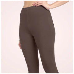 Mayawye Women's Cotton Blended Solid Ankle legging (Brown)