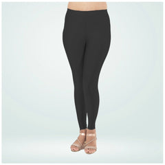 Mayawye Women's Cotton Blended Solid Shimmer Ankle leggings (Black)