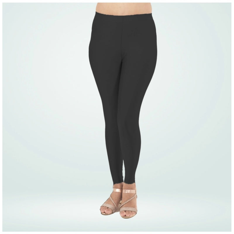 Mayawye Women's Cotton Blended Solid Shimmer Ankle leggings (Black)