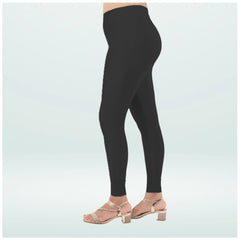 Mayawye Women's Cotton Blended Solid Shimmer Ankle leggings (Black)