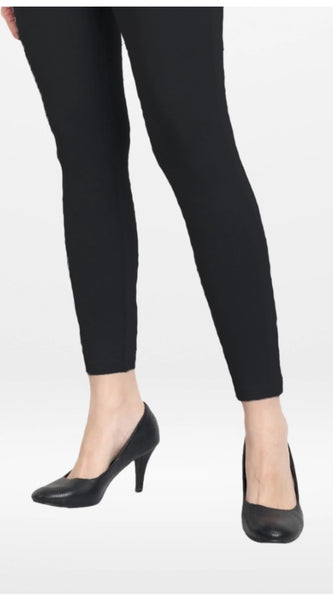 Mayawye Women's Cotton Blended Solid Ankle legging (Black)