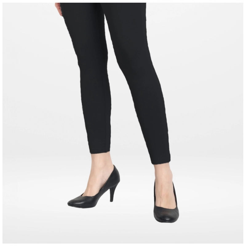 Mayawye Women's Cotton Blended Solid Ankle legging (Black)