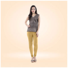 Mayawye Women's Cotton Blended Solid Churidar leggings (Beige)