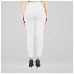 Mayawye Women's Cotton Blended Solid Ankle legging (White)
