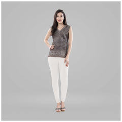 Mayawye Women's Cotton Blended Solid Churidar leggings (White)