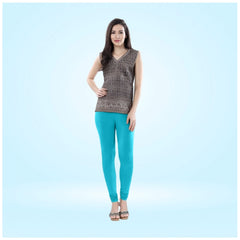 Mayawye Women's Cotton Blended Solid Churidar leggings (Turquoise Blue)