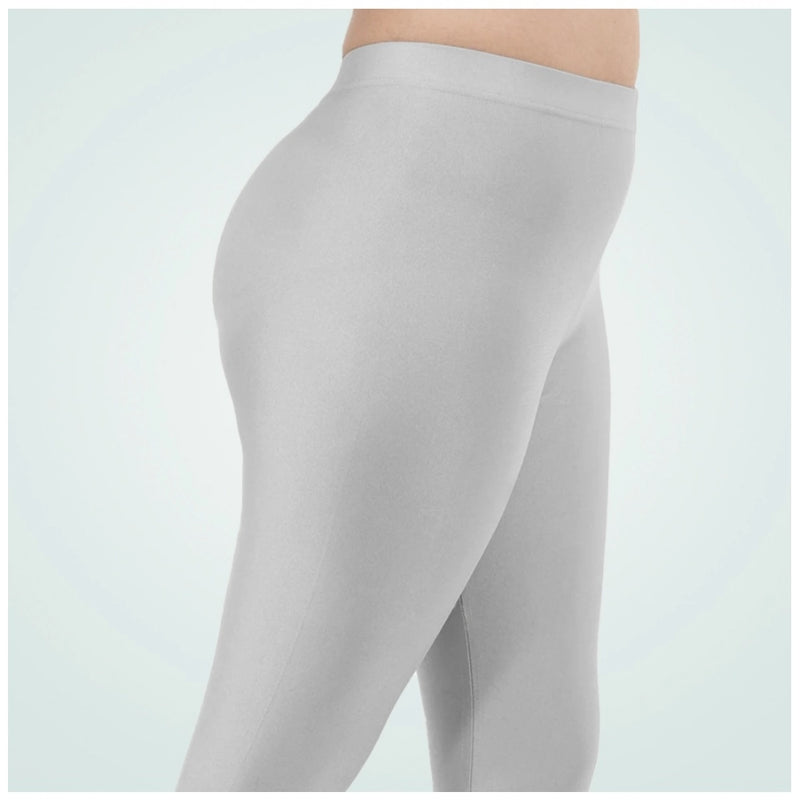 Mayawye Women's Cotton Blended Solid Shimmer Ankle leggings (Silver)