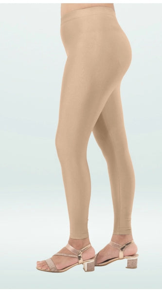 Mayawye Women's Cotton Blended Solid Shimmer Ankle leggings (Sandal)