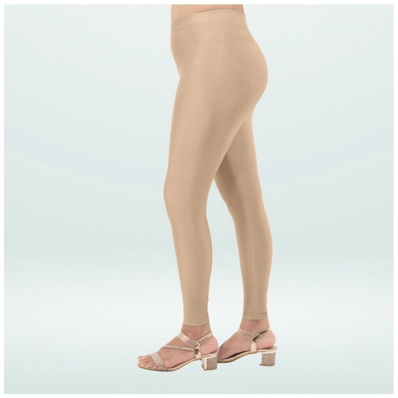 Mayawye Women's Cotton Blended Solid Shimmer Ankle leggings (Sandal)