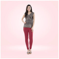 Mayawye Women's Cotton Blended Solid Churidar leggings (Red Maroon)