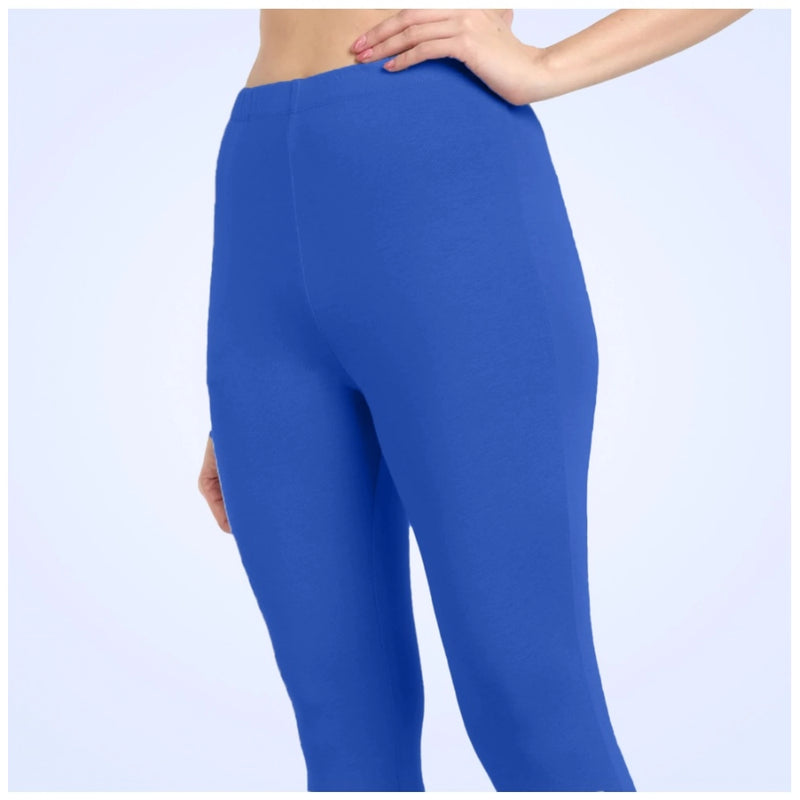 Mayawye Women's Cotton Blended Solid Ankle legging (Royal Blue)