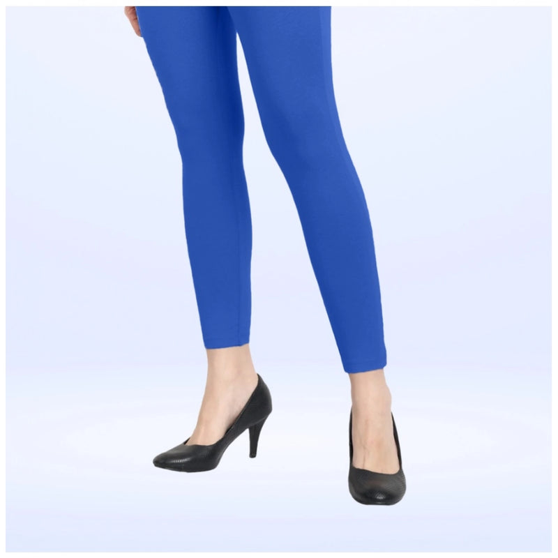 Mayawye Women's Cotton Blended Solid Ankle legging (Royal Blue)