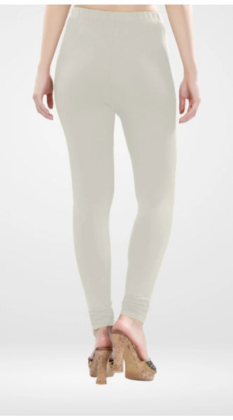 Mayawye Women's Cotton Blended Solid Churidar leggings (White)