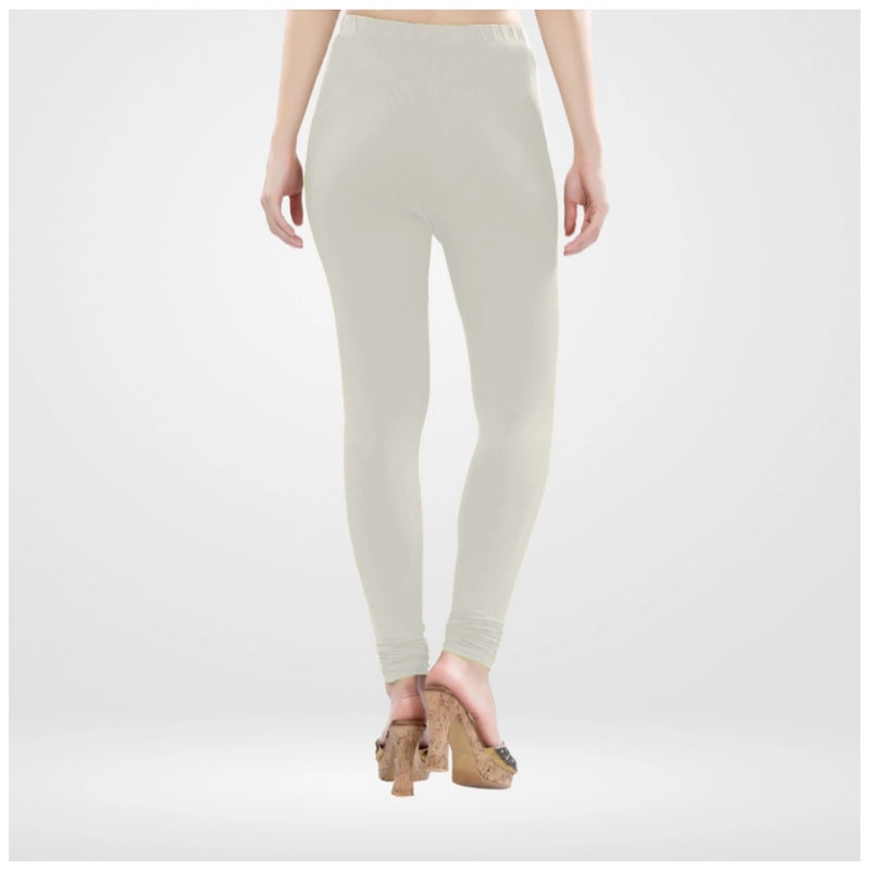 Mayawye Women's Cotton Blended Solid Churidar leggings (White)