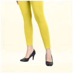 Mayawye Women's Cotton Blended Solid Ankle legging (Lemon Yellow)