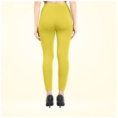 Mayawye Women's Cotton Blended Solid Ankle legging (Lemon Yellow)