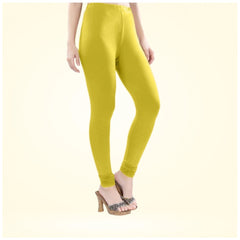 Mayawye Women's Cotton Blended Solid Churidar leggings (Lemon Yellow)
