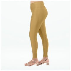 Mayawye Women's Cotton Blended Solid Shimmer Ankle leggings (Beige)