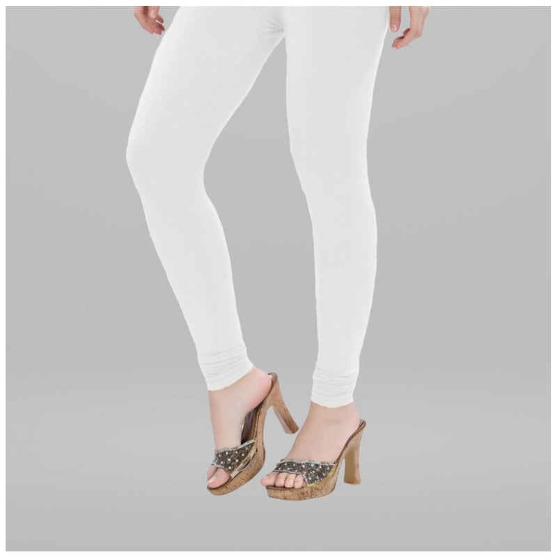 Mayawye Women's Cotton Blended Solid Churidar leggings (White)