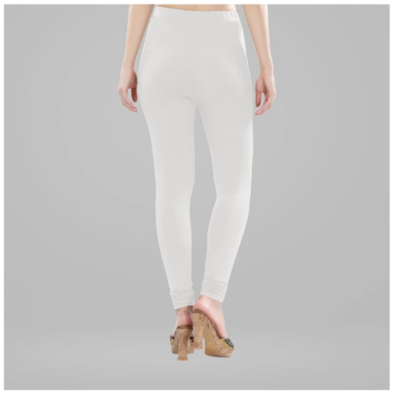 Mayawye Women's Cotton Blended Solid Churidar leggings (White)