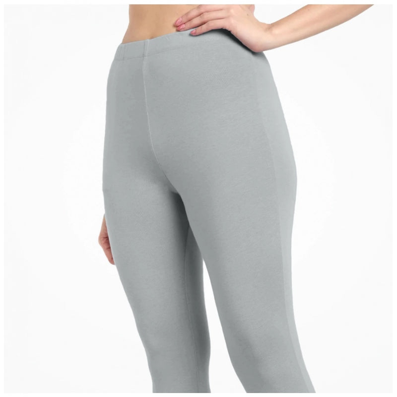 Mayawye Women's Cotton Blended Solid Ankle legging (Silver Gray)