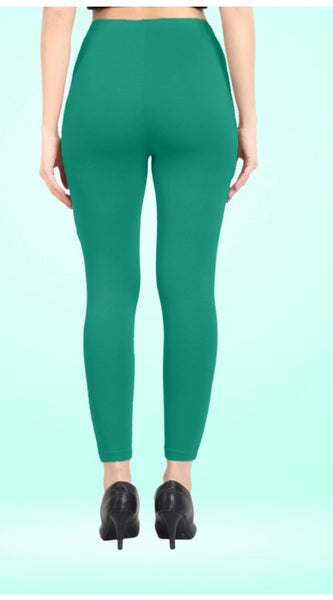 Mayawye Women's Cotton Blended Solid Ankle legging (Rama Green)