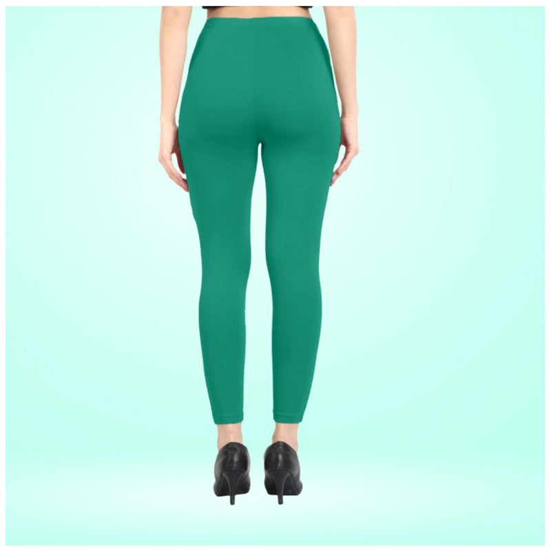 Mayawye Women's Cotton Blended Solid Ankle legging (Rama Green)