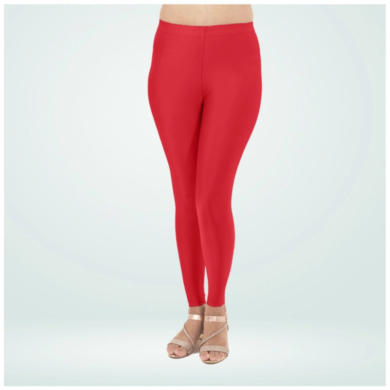 Mayawye Women's Cotton Blended Solid Shimmer Ankle leggings (Red)