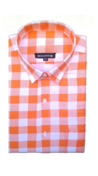 Mayawye Men's Cotton Lycra Full Sleeve Checked Casual Shirt (Red White)
