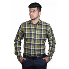 Mayawye Men's Cotton Lycra Full Sleeve Checked Casual Shirt (Green)