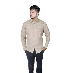 Mayawye Men's Cotton Lycra Full Sleeve Checked Casual Shirt (Brown )