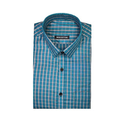 Mayawye Men's Cotton Lycra Full Sleeve Checked Casual Shirt (Sky Blue)
