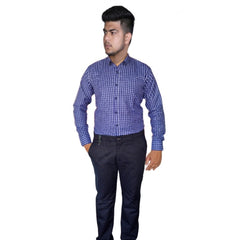 Mayawye Men's Cotton Lycra Full Sleeve Checked Casual Shirt (Purple)