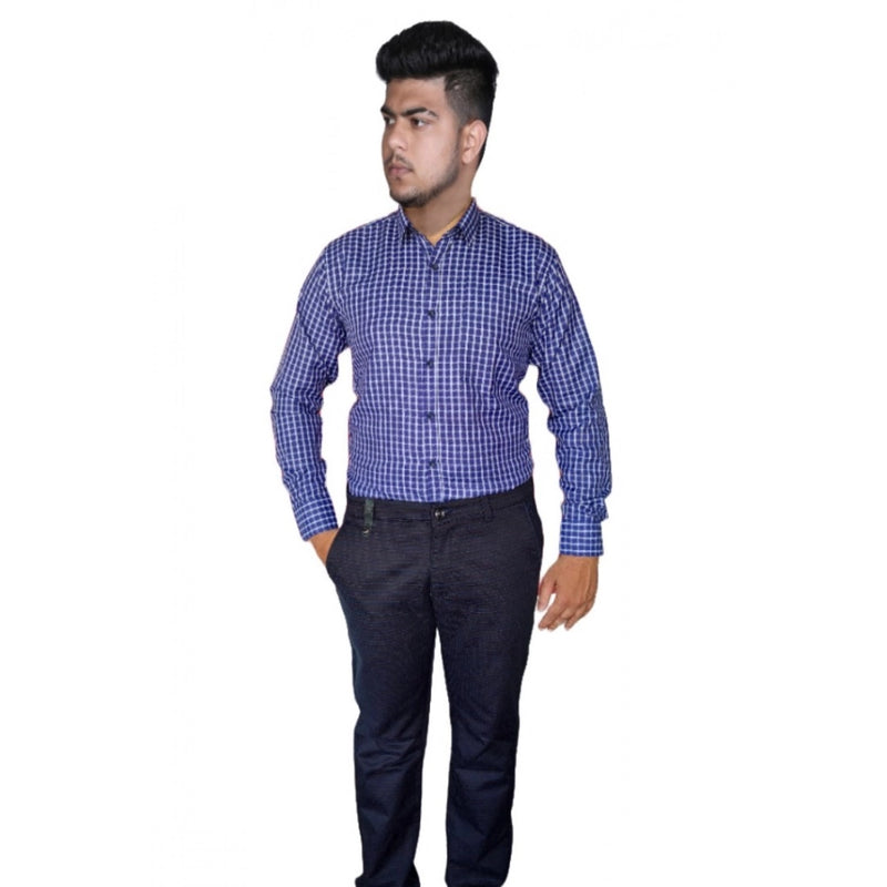 Mayawye Men's Cotton Lycra Full Sleeve Checked Casual Shirt (Purple)
