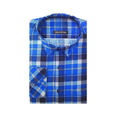Mayawye Men's Cotton Lycra Full Sleeve Checked Casual Shirt (Blue)