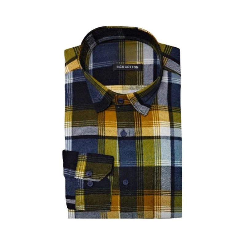 Mayawye Men's Cotton Lycra Full Sleeve Checked Casual Shirt (Yellow)