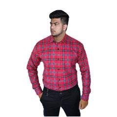 Mayawye Men's Cotton Lycra Full Sleeve Checked Casual Shirt (Red )