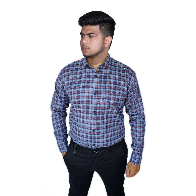 Mayawye Men's Cotton Lycra Full Sleeve Checked Casual Shirt (Purple)