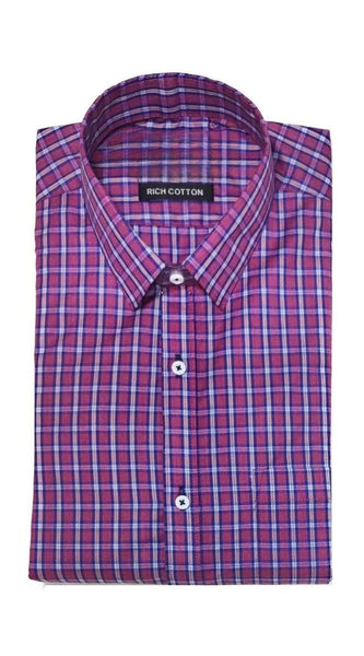 Mayawye Men's Cotton Lycra Full Sleeve Checked Casual Shirt (Pink)