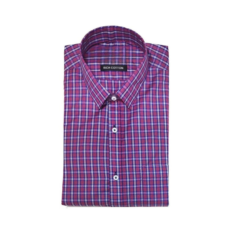 Mayawye Men's Cotton Lycra Full Sleeve Checked Casual Shirt (Pink)