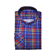 Mayawye Men's Cotton Lycra Full Sleeve Checked Casual Shirt (Blue Red)