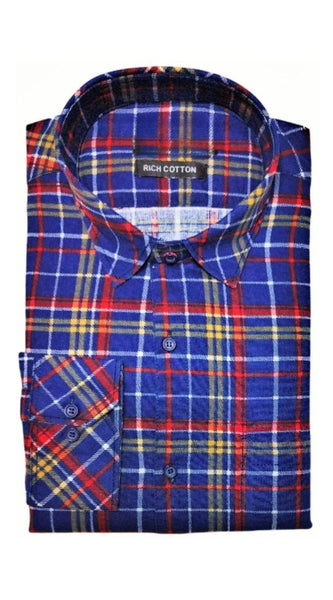 Mayawye Men's Cotton Lycra Full Sleeve Checked Casual Shirt (Blue Red)