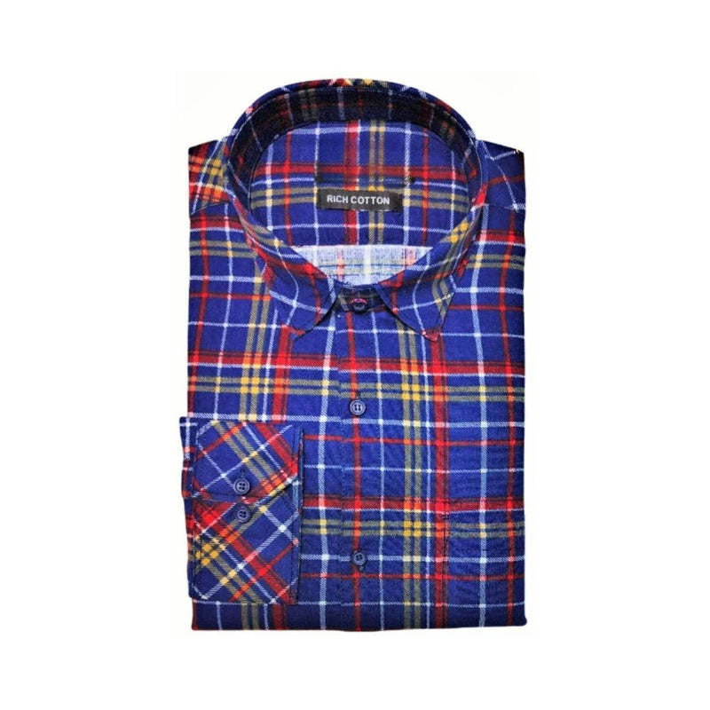 Mayawye Men's Cotton Lycra Full Sleeve Checked Casual Shirt (Blue Red)