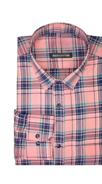 Mayawye Men's Cotton Lycra Full Sleeve Checked Casual Shirt (Peach)