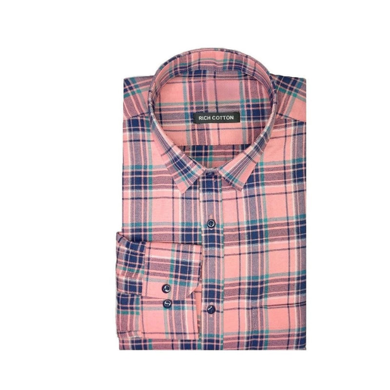 Mayawye Men's Cotton Lycra Full Sleeve Checked Casual Shirt (Peach)