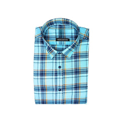 Mayawye Men's Cotton Lycra Full Sleeve Checked Casual Shirt (Turquoise)