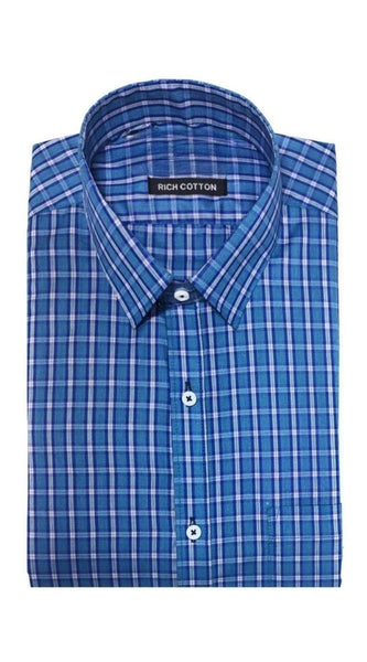 Mayawye Men's Cotton Lycra Full Sleeve Checked Casual Shirt (Blue)